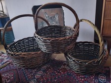 2x Wicker hamper / gift / log basket - 1 large, 1 medium, long handle, 45-55 cm