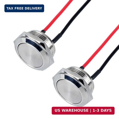 2pcs 22mm Momentary Push Button Switch Ultrathin Metal Anti-Vandal IK09 Silver S