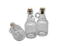 Small Corked 3" Clear Glass Bottles Set of 3