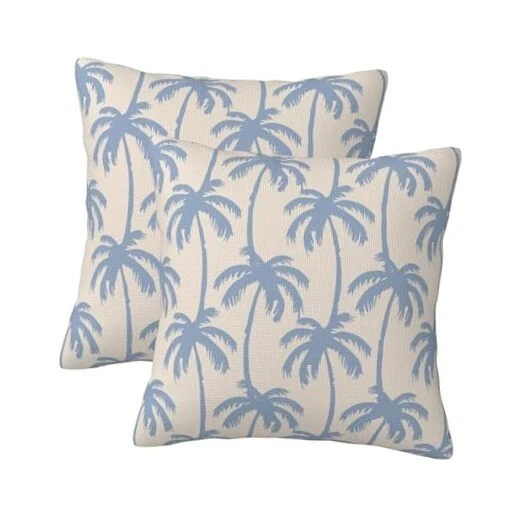 Dusty Blue Palm Tree Pillow 18" x 18" (Pack of 2) Dusty Blue Coconut Tree