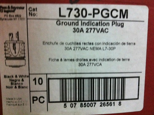 Enchufe de indicación de tierra P&S Pass & Seymour bloqueo de cerradura L730-PGCM 30A-277VAC - Imagen 5 de 5