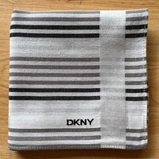 VINTAGE HANDKERCHIEF MEN'S POCKET SQUARE ART GRAY STRIPED LINE COTTON 19" B0412
