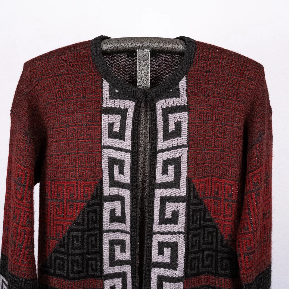 Abrigo cárdigan para mujer largo plumero azteca suroeste talla pequeña acrílico Foto 3 de 4