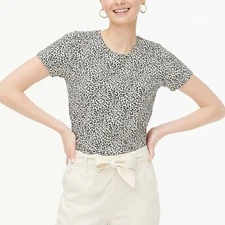 NWT J. Crew Collector Tee Shirt Top Leopard Animal Print $39.50 100% Cotton Sz S