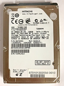160 GB SATA NOTEBOOK FESTPLATTE HITACHI  HTS725016A9A364 2,5'' ZOLL #NFP625