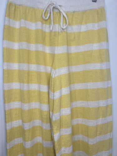 Free People Beach Roberta Pants Size Large Yellow White Stripes Wide Leg Boho - Picture 3 of 11