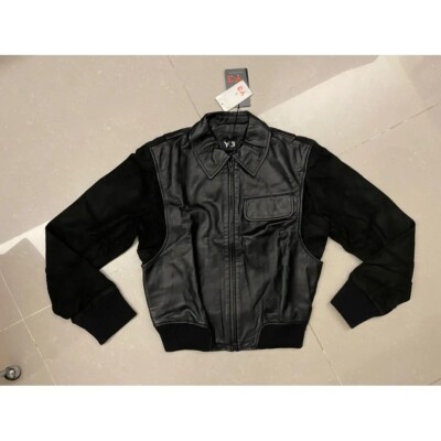 RRP£1140 Y-3 Yohji Yamamoto Adidas Black Leather Jacket suede