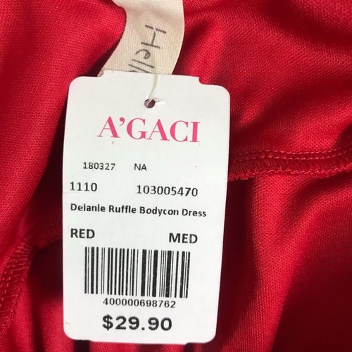 Agaci Womens Y2K Fairy Ruffled V-Neck Bodycon Dress Size M Red Sleeveless Party - Picture 5 of 5