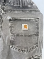 Carhartt Men Gray Carpenter Pants Straight Leg Relaxed Fit Size 32 x 32