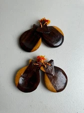 Mexico Wood Maracas Castanets Percussion Spanish Folk Flamenco Castañuelas D 2½"