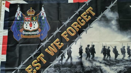 36th Ulster Division Lest We forget Flag 3X5FT - Picture 4 of 5