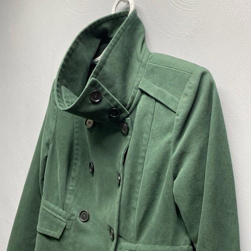 MNG Mango Green Button Up Peacoat Size 6 Women's Warm Jacket Autumn Winter - Picture 5 of 6