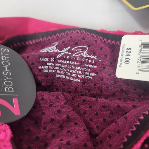 2 Pair Marilyn Monroe Women's Panties NEW $24 Black Pink BoyShort Panty SMALL - Picture 4 of 4