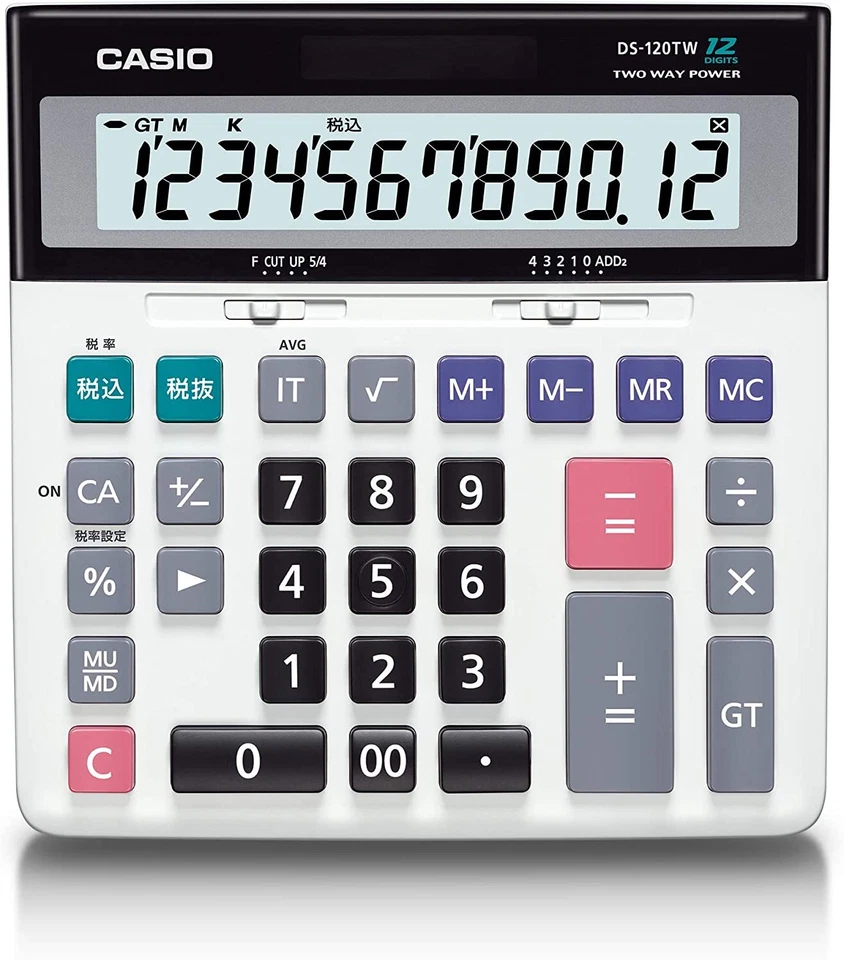 CASIO DS-120TW Desk Type Calculator 12-Digit Tax Adder Method Black new F/S - Image 2 of 4