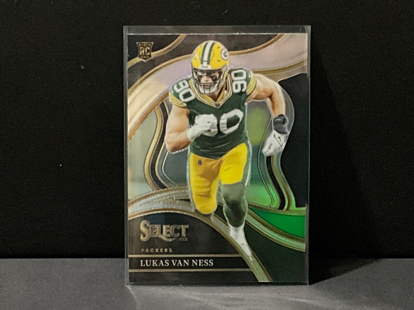 #239 Lukas Van Ness 2023 Select Club Level Black Green Prizm Die Cut RC