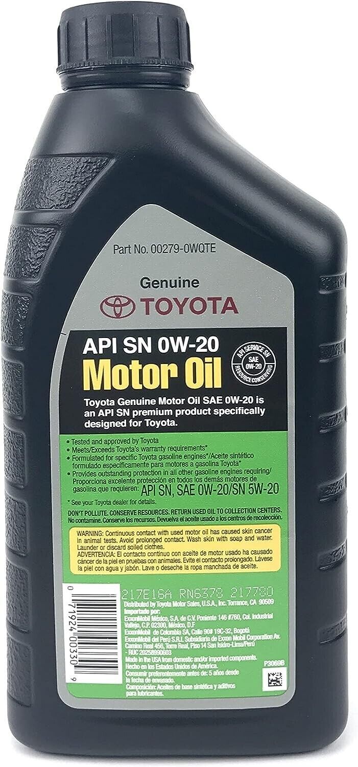 5 Pack OEM Genuine Toyota Synthetic Motor Oil 00279-0WQTE-01 SAE 0W-20