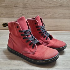 Doc Dr Martens Air Wair Shoreditch Faded Red Canvas High Top Boots Womens US 7