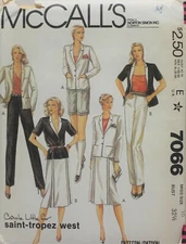 McCalls Sewing Pattern 7066 Misses Pants Skirt Jacket Size 10 Bust 32 1/2