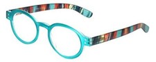 Calabria 255 Vintage Oval Reading Glasses Color Stripe Layer Crystal Teal 1.75