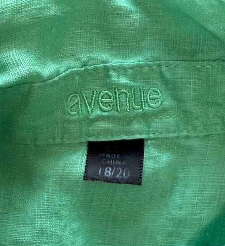 Avenue Damen grün 100 % Leinen Button-Down Kurzarm Kragen Hemd Gr. 18/20 - Bild 3 von 5