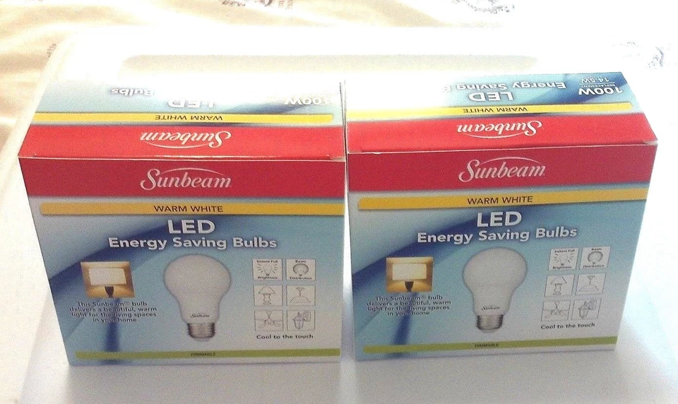 Sunbeam 100W Led Dimmable Light 2 Pack Energy Star 1600 Lumens, 3000 - Image 2 of 4