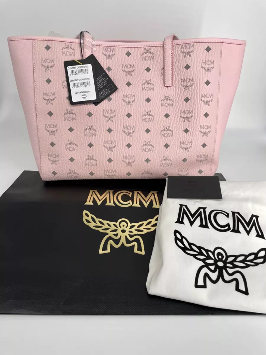 NWT MCM Classic Leather Shopper Tote Bag Powder Pink