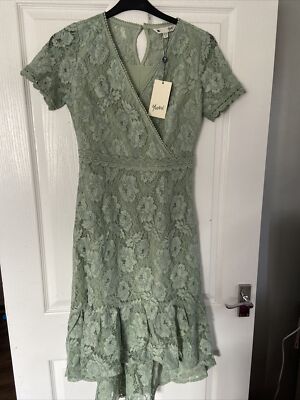 yumi sage green lace fishtail dress size 10 bnwt | eBay UK