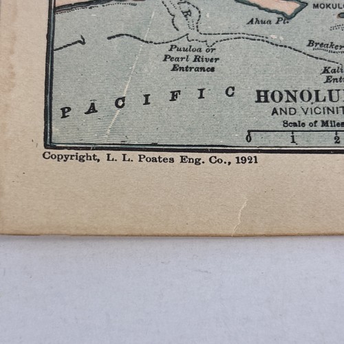 Mapa original antiguo de 1921 de Hawai Kauai los agujeros de la perla Lanai para enmarcar - Imagen 8 de 9