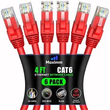 Cat 6 Ethernet Cable 4 ft 6-Pack - High-Speed LAN Cable Internet Cable Patch ...