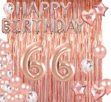 Rose Gold 66th Happy Birthday Photo Background Balloon Party Decoration Supplies