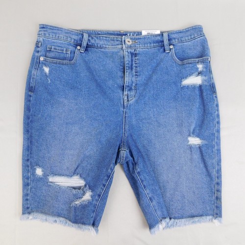 Style & Co High Rise Frayed Hem Ripped Denim Bermuda Shorts 16, Santa Ana #8052 - Picture 2 of 9