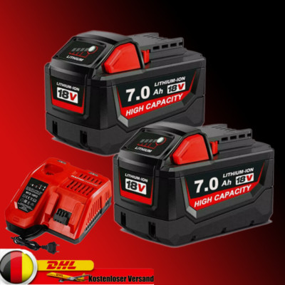 2 Pack Akku Für Milwaukee M18 M18 18V 8,0 Ah Li-Ion 48-11-1860 /Ladegerät NEU DE