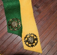 Lot of 2 Metallic Gold Tone Patch Shield Templar Cross 1 3/4"