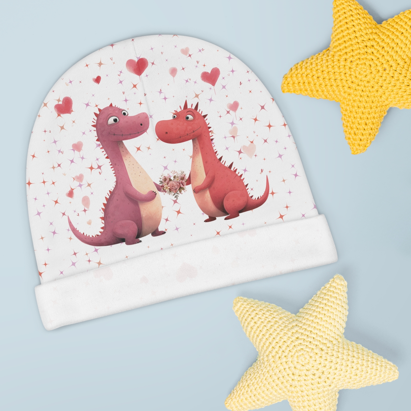 Cute Dinosaur Love Design Beanie Hat-image