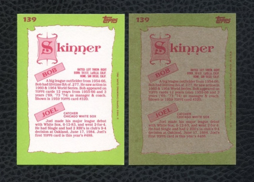 1985 TOPPS TIFFANY & TOPPS FATHER SON #139 JOEL SKINNER BOB SKINNER - Picture 2 of 2