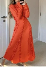 NWT. H&M  Studio Collection Orange Red Maxi  Dress Bloggers favorite  sz M