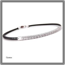 Tennis Bracelet Men Women in Silver and Rubber Bracelet Rhodium White Gold