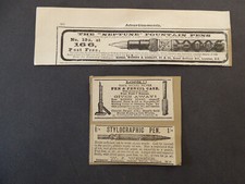 Neptune Fountain John Bonds Crystal Palace & Stylographic pen advertisements