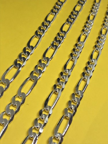 Collar de cadena Figaro de plata esterlina 925 genuino 5 mm para hombre liso todos los tamaños regalo - Imagen 10 de 10