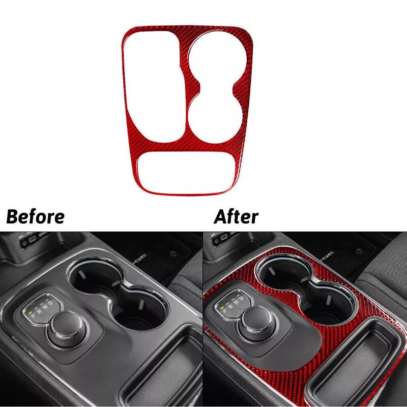 Cover Trim Carbon Fiber Red Car Interior Console Gear Shift For Dodge Durango