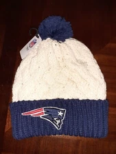 NFL Team New England Patriots Winter Pom Hat Beanie Cap Womens Knit OSFM NEW