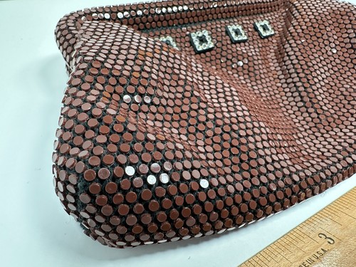 VTG Brown Reflective Lucite Tiles Disco Purse Handbag Glam Textured Clutch Purse - Picture 2 of 13