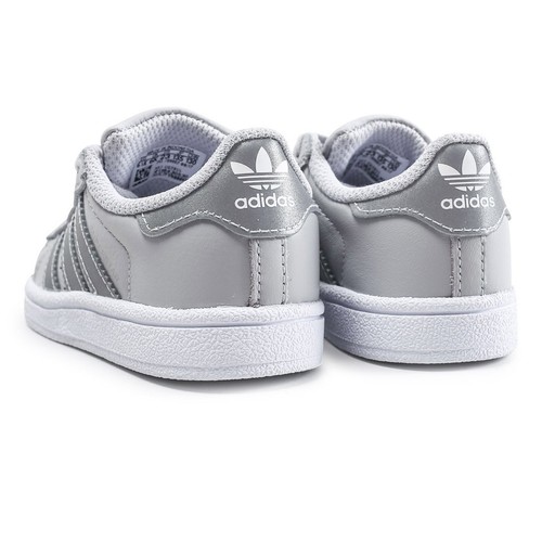 Adidas Superstar I Niños Zapatos Cuero Zapatillas Niñas Gris Claro Plata | eBay