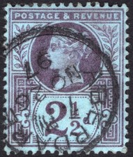 GB-Sg 201 2&frac12;d Pale Purple on Blue Aberdare cds SUPERB USED