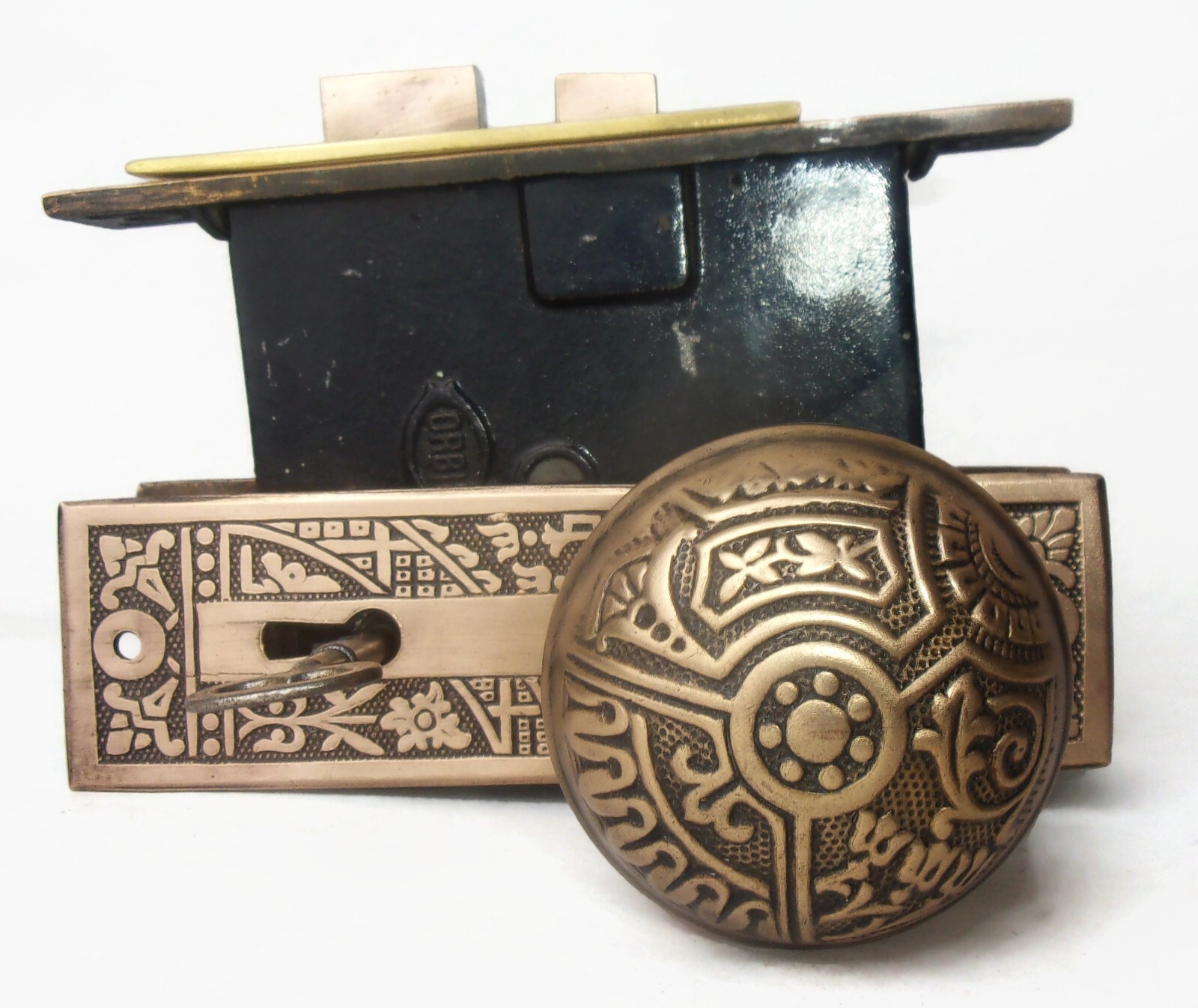 Antique Set EASTLAKE VICTORIAN AESTHETIC Backplates Door Knob Mortise