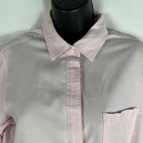Classic Elements Oxford Shirt Womens Size 14 Pink Check Button Front Long Sleeve - Picture 3 of 9