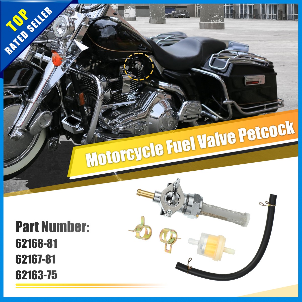 Harley-Davidson & EEZAN 上下セット Pack of 1 for Harley Sportster Motorcycle Gas Fuel Petcock Tank
