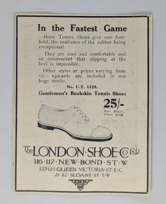 Antiguo Lote de 2 Anuncios de Zapatos de Tenis Londres 1912 Revista Punch Originales del Reino Unido ~4x5" Foto 3 de 3