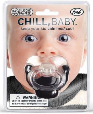 LOT OF 2 ~ Chill Baby GOATEE Pacifier ~ 0-6 Month ~ BPA-Free Silicone Soother