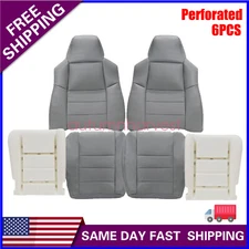 For 2002-2007 Ford F250 Lariat Front Perforated Leather Seat Cover & Cushion Pad